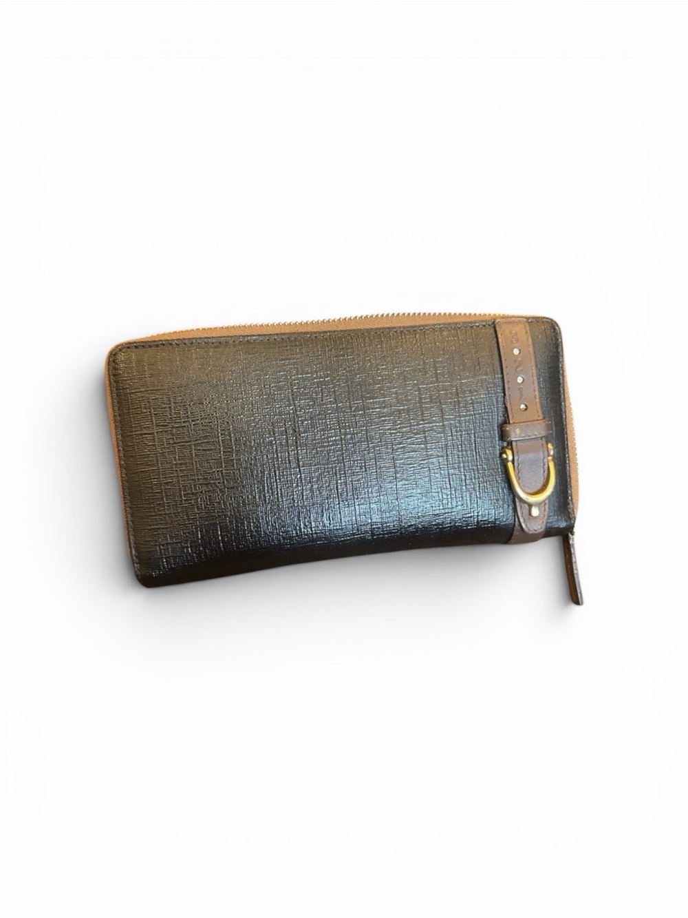 Gucci Vintage Horsebit Continental Zip-Around Long Wallet Black & Brown.